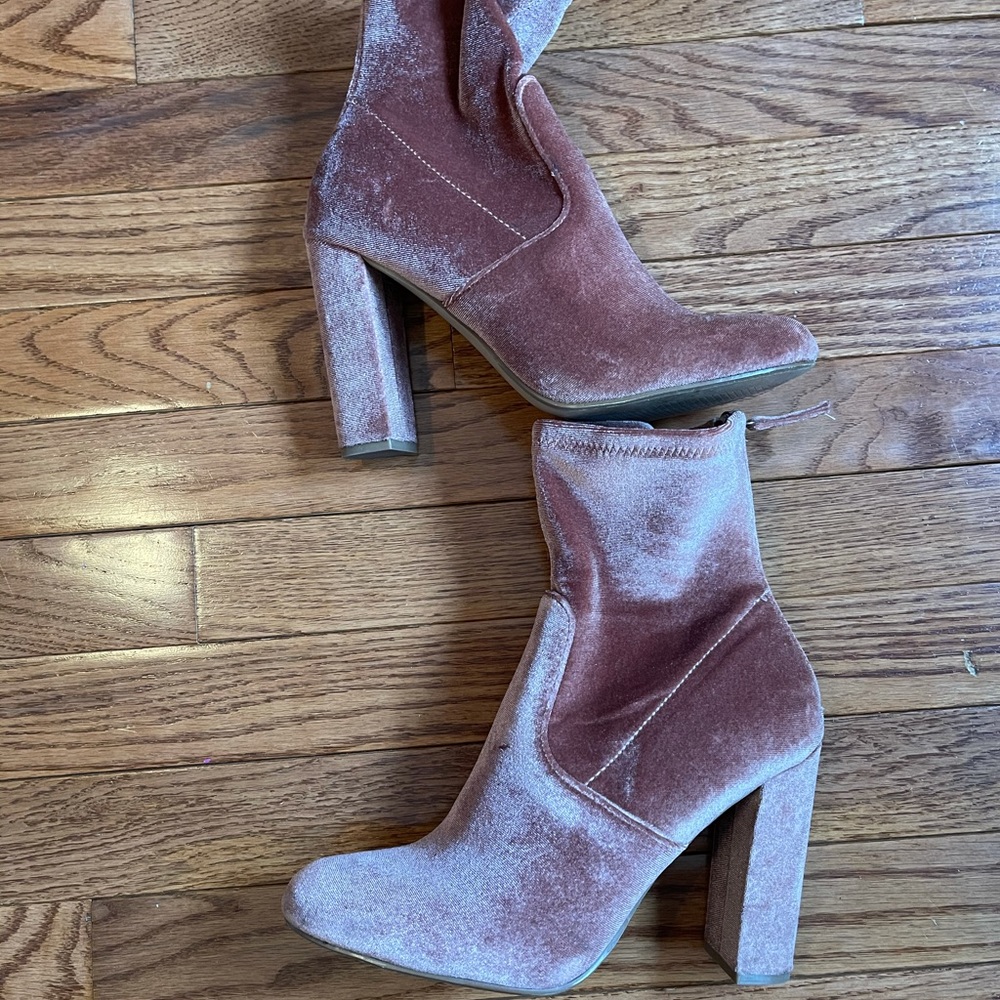 Steve Madden Pink Velvet Booties